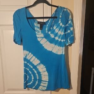 I.N.C International Concepts Tie Dye Top With Silver Stone Detail